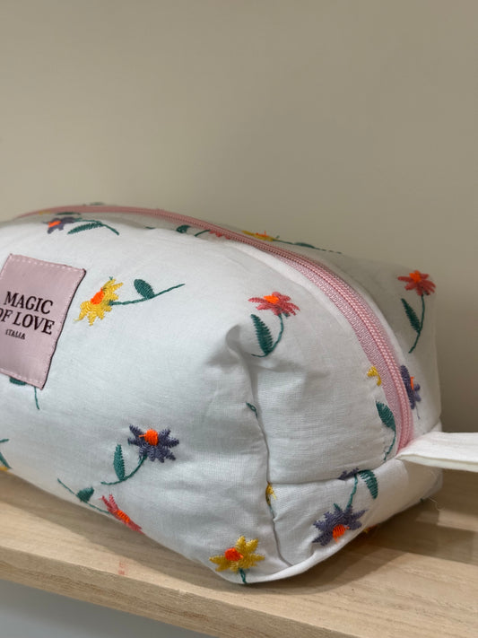 Beauty Case - Medio - fiori ricamati