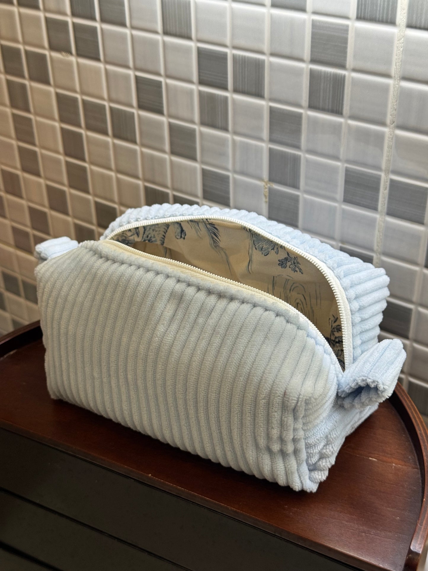 Beauty Case - Small - costine azzurro