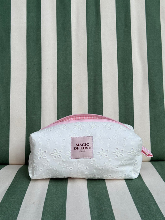 Beauty Case Fiori ricamati - misura Media