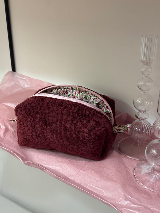 Beauty Case - Small - Bambù Bordeaux e fiori