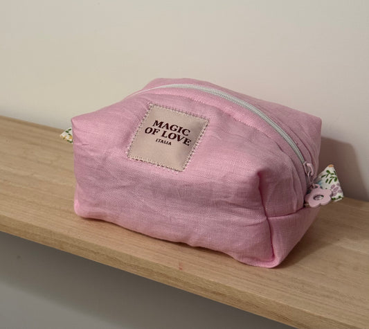 Beauty Case Small - 100% Lino pink