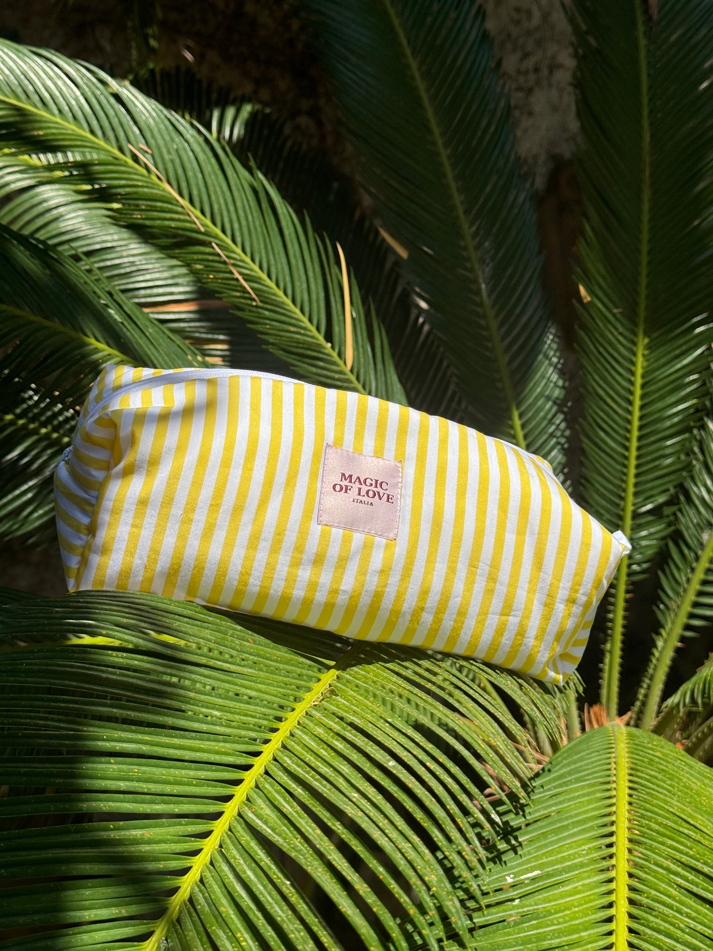 Beauty Case Righe Limone IMPERMEABILE - misura Large
