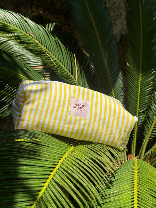 Beauty Case Righe Limone IMPERMEABILE - misura Large