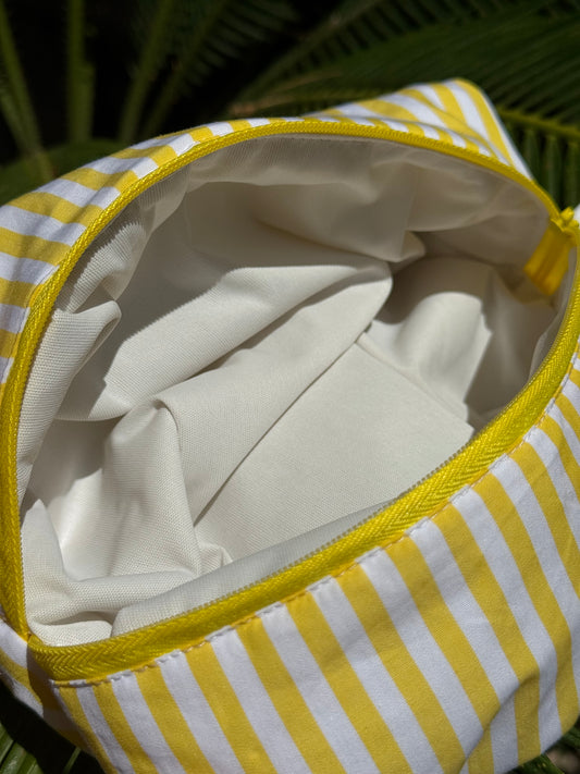 Beauty Case Righe Limone IMPERMEABILE - misura Media
