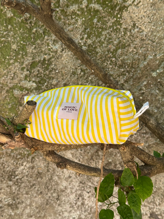 Beauty Case Righe Limone IMPERMEABILE - misura Media