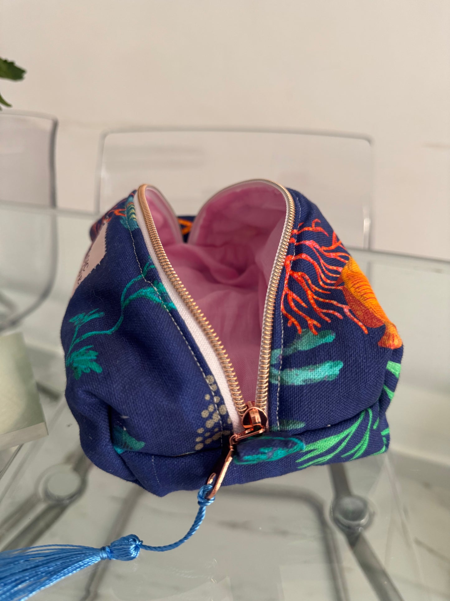 Beauty Case Lino Rosa baby interno + Fondale - misura Media