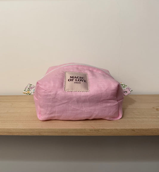 Beauty Case Small - 100% Lino pink