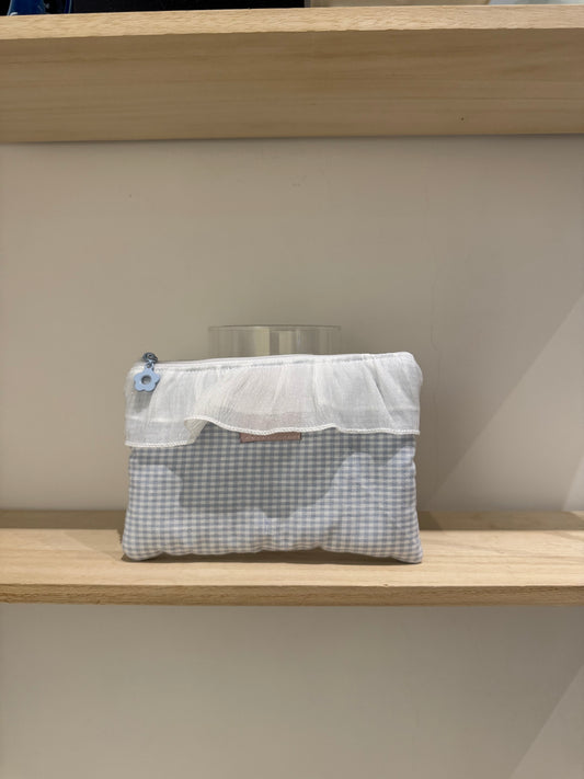Pochette Medium - Vichy azzurro e Volant