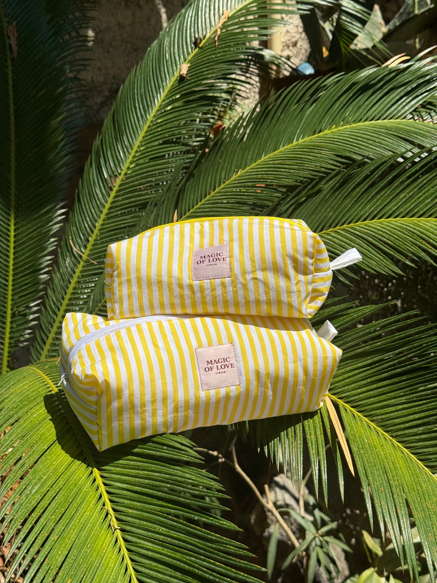 Beauty Case Righe Limone IMPERMEABILE - misura Media